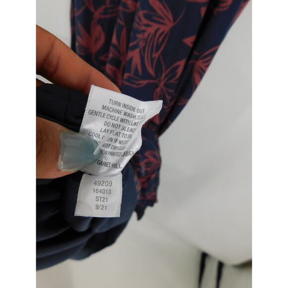 Garnett Hill Women's Red Navy Floral Mock-Neck Jersey Knit Maxi Dress Size Small - Picture 4 of 5